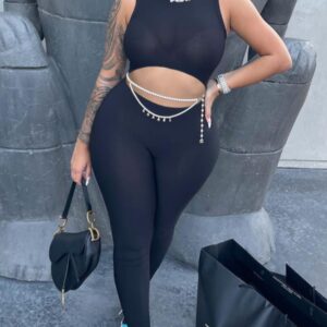 Black Cut Out Slim Fit Jumpsuit (Copy)