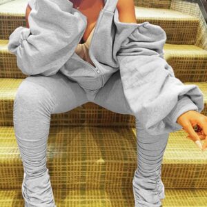 Cut Out Shoulder & Ruched Pants Hoody Set