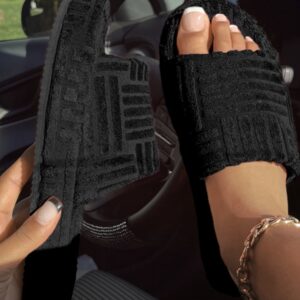 Plush Fabric Open Toe Slippers
