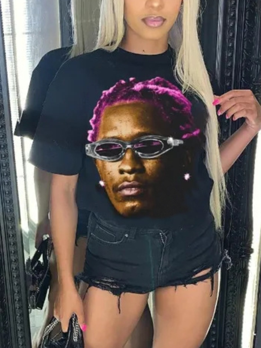 Round Neck Figure Print T-Shirt