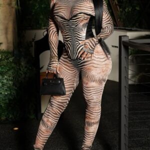 Sleek Geometric Print Jumpsuit